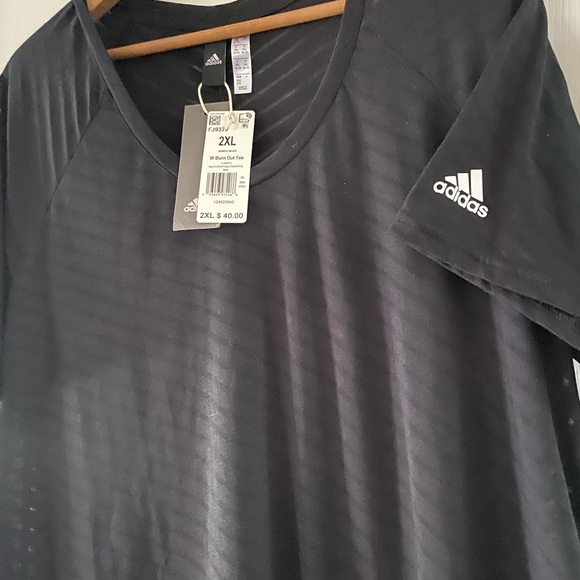 Adidas 2x black tee workout burnout top plus size NWT - Picture 2 of 3